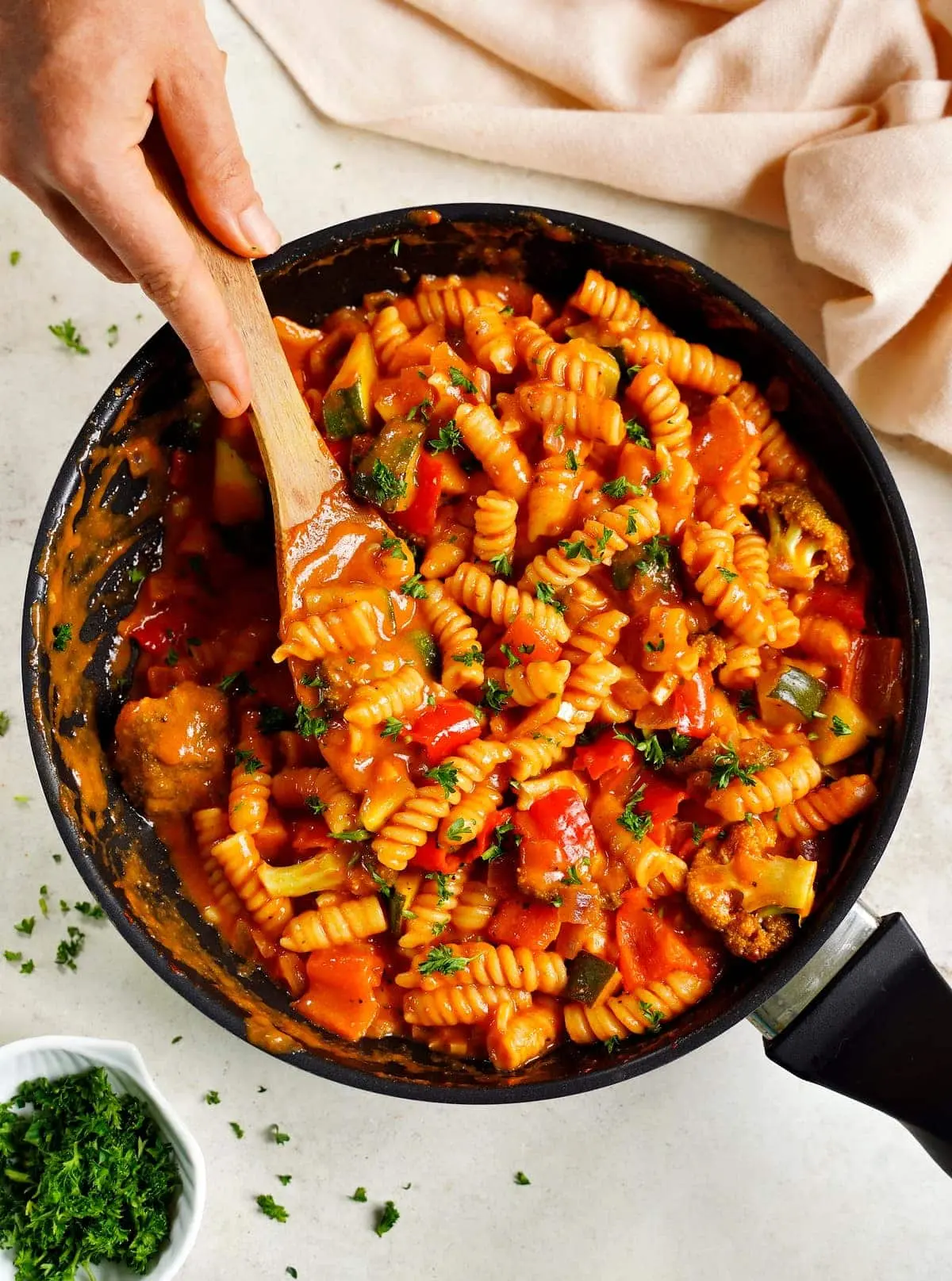 Veg Pasta with Red Sauce